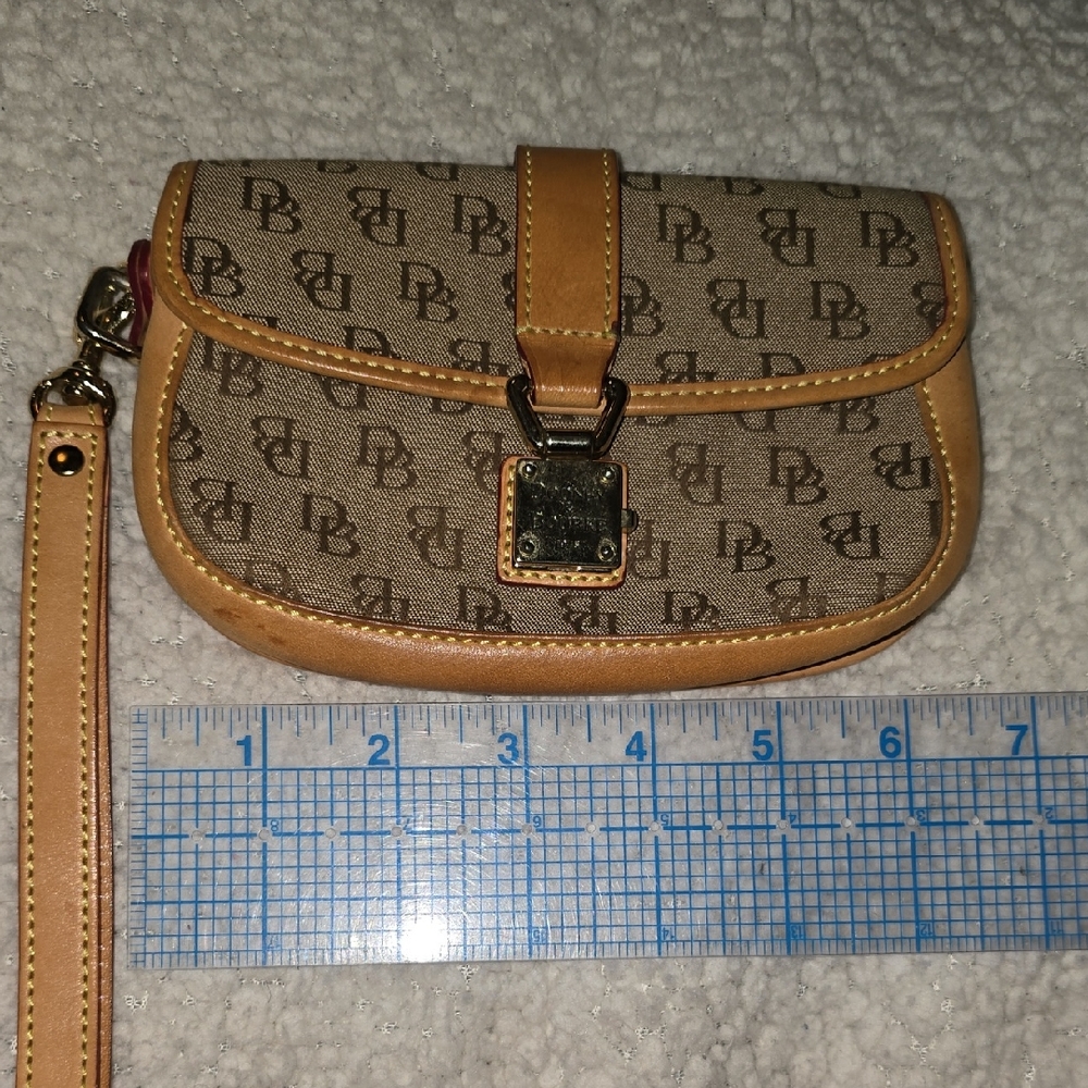 Dooney & Bourke Monogrammed Tan and Brown Wristlet